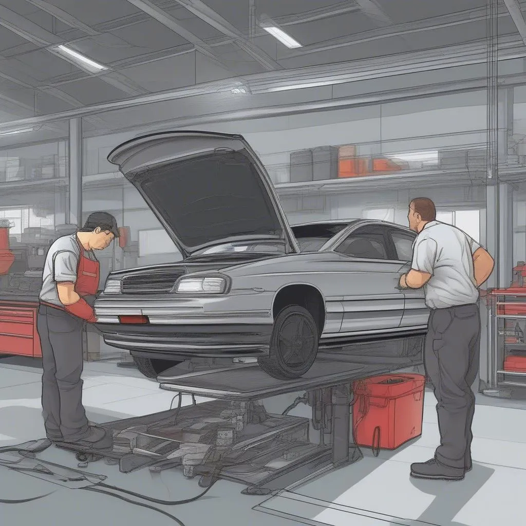 mechanic checking car